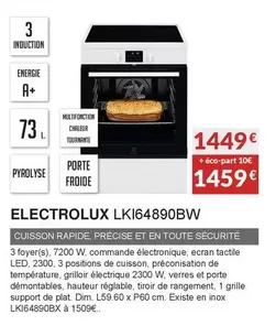 Electrolux - Cuisinière Induction 60cm LK164890BW offre à 1449€ sur Copra