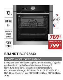 Brandt - Four Pyrolyse BOP7534X  offre à 789€ sur Copra