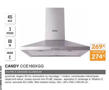 Candy -  CCE160XGG  offre à 269€ sur Copra