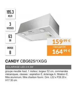 Candy - CBG625/1XGG offre à 164,99€ sur Copra