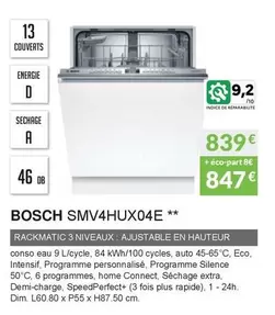 Bosch - SMV4HUX04E offre à 839€ sur Copra