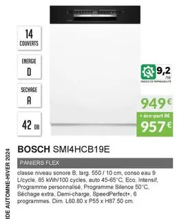 Bosch - SMI4HCB19E offre à 949€ sur Copra