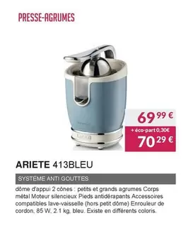 Ariete - 413BLEU offre à 69,99€ sur Copra