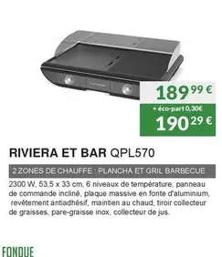 Riviera Et Bar - QPL570 offre à 189,99€ sur Copra