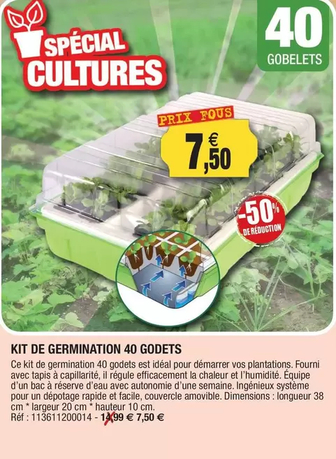 Kit De Germination 40 Godets offre à 7,5€ sur Outiror