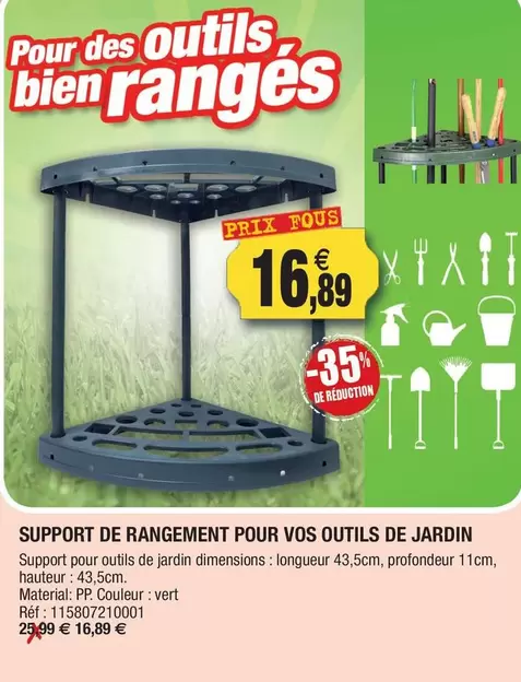 Support De Rangement Pour Vos Outils De Jardin offre à 16,89€ sur Outiror