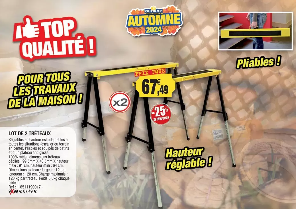 Lot De 2 Tréteaux offre à 67,49€ sur Outiror