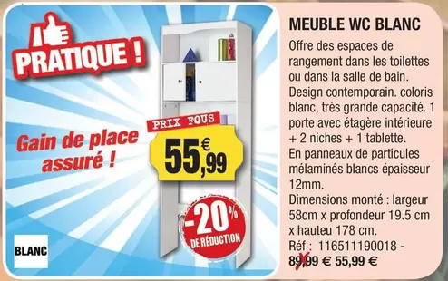 Meuble Wc Blanc offre à 55,99€ sur Outiror