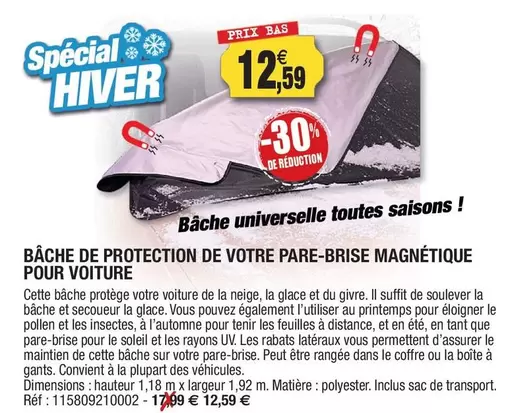 Bâche De Protection De Votre Pare-brise Magnétique Pour Voiture offre à 12,59€ sur Outiror