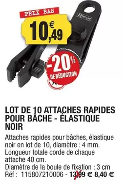 Lot De 10 Attaches Rapides Pour Bâche - Élastique Noir offre à 10,49€ sur Outiror