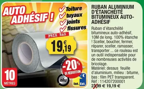 Ruban Aluminium D'etanchette Bitumineux Auto-Adhésif offre à 19,19€ sur Outiror