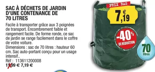 Sac À Déchets De Jardin D'Une Contenance De 70 Litres offre à 7,19€ sur Outiror