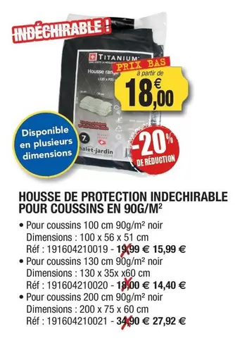 Housse De Protection Indechirable Pour Coussins En 90g/m2 offre à 18€ sur Outiror