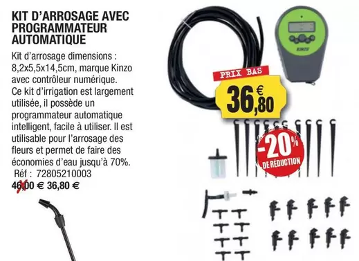 Kinzo - Kit D'arrosage Avec Programmateur Automatique offre à 36,8€ sur Outiror