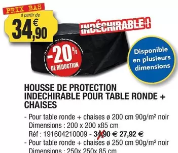 Housse De Protection Indechirable Pour Table Ronde + Chaises offre à 34,9€ sur Outiror