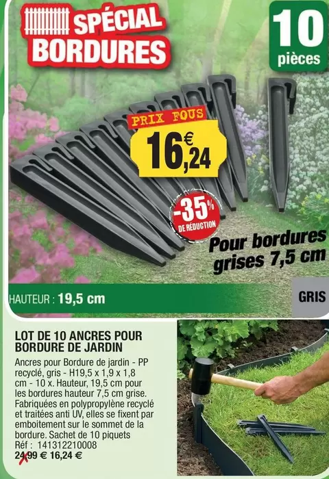 Lot De 10 Ancres Pour Bordures De Jardin offre à 16,24€ sur Outiror