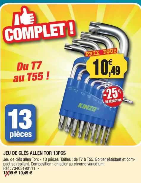 Tor - Jeu De Clés Allen offre à 10,49€ sur Outiror