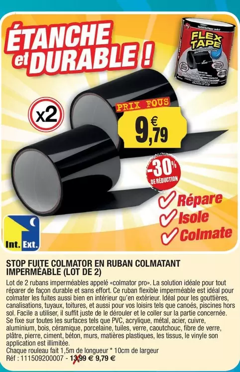 Colmatant - Stop Fuite Colmato En Ruban Impenmicable offre à 9,79€ sur Outiror