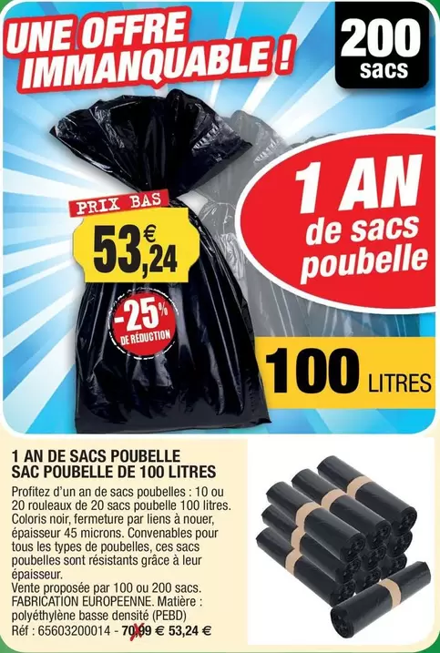 TOUS - 1 An De Sacs Poubelle Sac Poubelle offre à 53,24€ sur Outiror