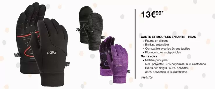 Gants Et Moulages Enfants Head offre à 13,99€ sur Costco