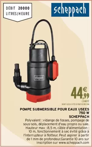 Scheppach - Pompe Submersible Pour Eaux Uses