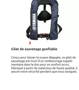 Yamaha - Gilet De Sauvetage Gonflable offre sur Yamaha