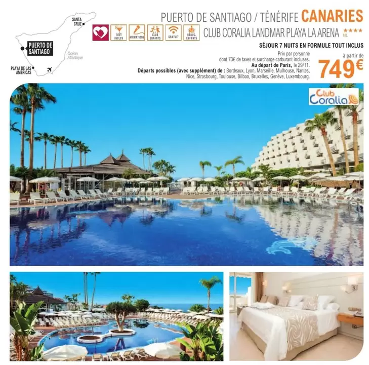 Puerto De Santiago/Ténérife Canaries offre à 749€ sur E.Leclerc Voyages