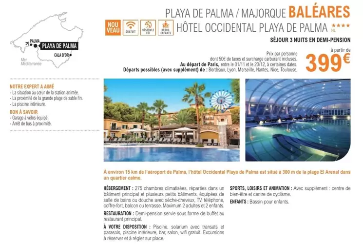 Playa De Palma/ Majorque Balcareres Hôtel Occidental Playa De Palma offre à 399€ sur E.Leclerc Voyages