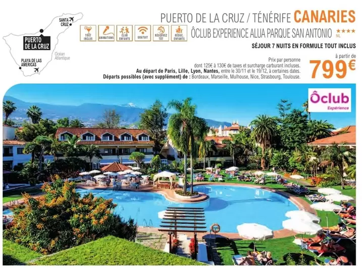 Puerto De La Cruz/Ténerife Canaries offre à 799€ sur E.Leclerc Voyages