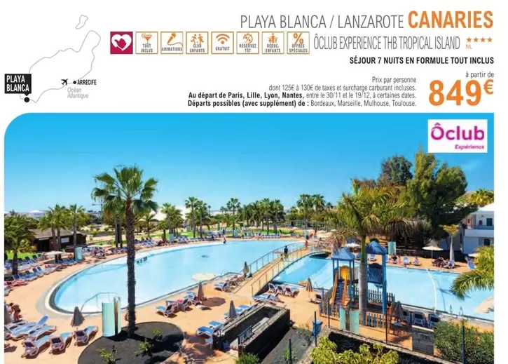 Playa Blanca/Lanzarote Canaries offre à 849€ sur E.Leclerc Voyages