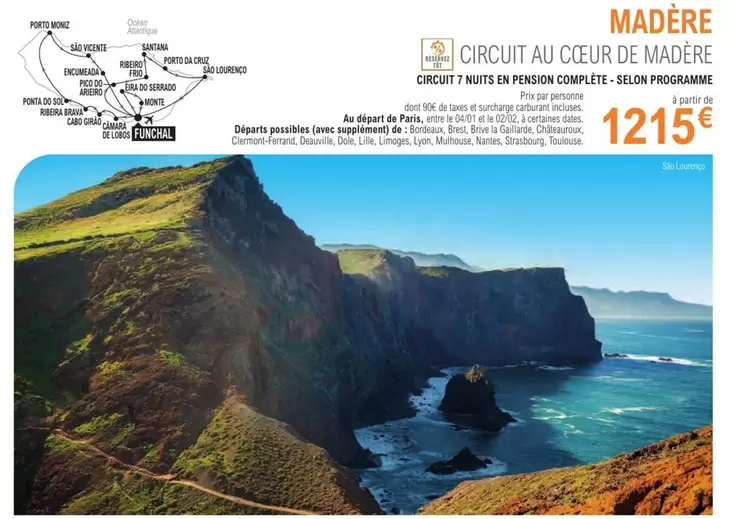 Madere Circuit Au Coeur De Madère offre à 1215€ sur E.Leclerc Voyages