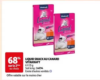 Vitakraft - Liquid Snack Au Canard offre sur Auchan Hypermarché