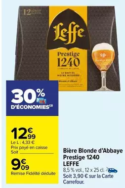 leffe - bière blonde d'abbaye prestige 1240