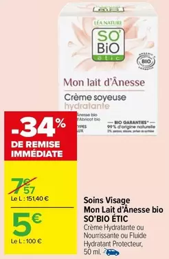 so'bio étic - soins visage mon lait d'anesse bio