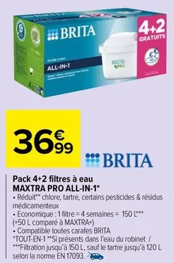 Brita Pack 4+2 Filtres À Eau Maxtra Pro All-in-1 - Offre Promotionnelle avec 6 Filtres et Performance Optimale