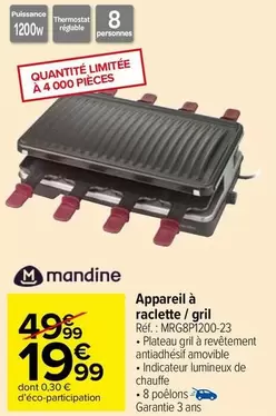 Mandine - Appareil À Raclette / Grill