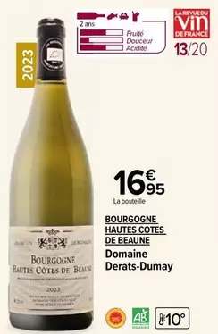 Domaine Derats-Dumay - Bourgogne Hautes Cotes De Beaune : Un vin d'exception aux caractéristiques uniques