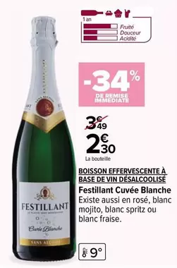 Spritz - Festillant Cuvée Blanche : Boisson Effervescente Désalcoolisée au Vin