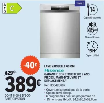 Hisense - Lave Vaisselle 60 Cm