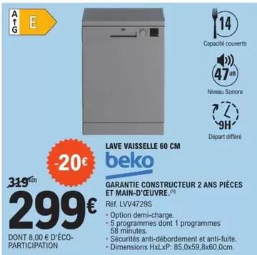 Beko - Lave Vaisselle 60 Cm