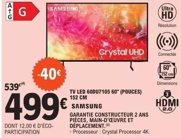 Samsung - Tv Led 60du7105 60" (pouces)