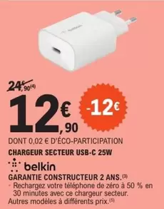 Belkin - Chargeur Secteur Usb-c 25w