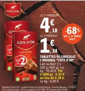 Côte d'or - Tablettes De Chocolat L'original