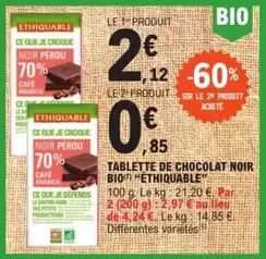 Ethiquable - Tablette De Chocolat Noir Bio