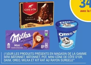 Milka : Mini Batonnet, Bâtonnet, Pot, Mini Cone, Côte D'or, Daim, Oreo, Kit Kat en Magasin - Produits Surgelés