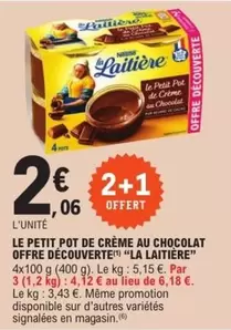 La Laitière - Petit Pot de Crème au Chocolat : Offre Découverte avec un goût riche et crémeux