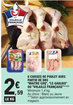 Le Gaulois - 6 Cuisses de Poulet Maître Coq, Volaille Française, Promo Spéciale