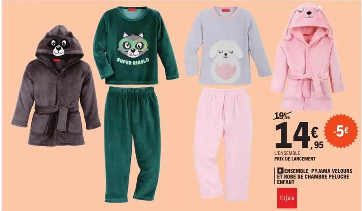 Pyjama Velours Lissemble avec Garniture en Peluche - Confort et Douceur pour Enfants