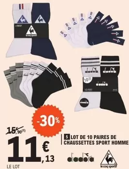 Le Coq Sportif - Lot de 10 Paires de Chaussettes Sport Homme : Confort et Style pour vos Activités Sportives