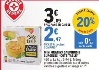 Mini Gratins Dauphinois Surgelés - Cote Table : qualité et saveur en promo !